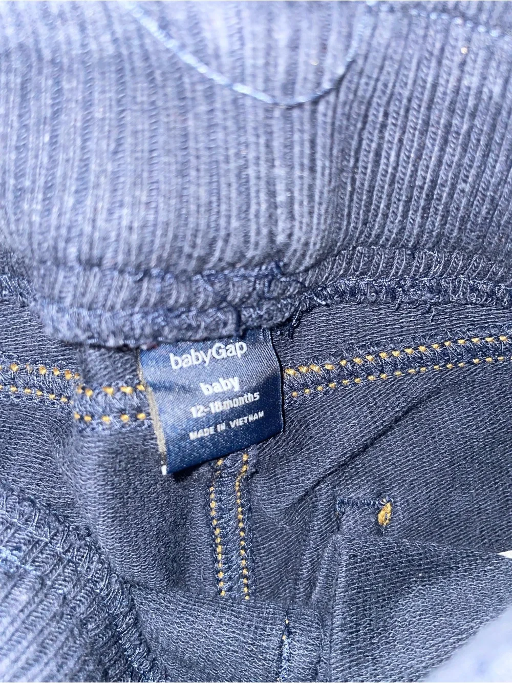 GAP Navy Blue Denim Jean Style Jogger Pants with Contrast Stitching